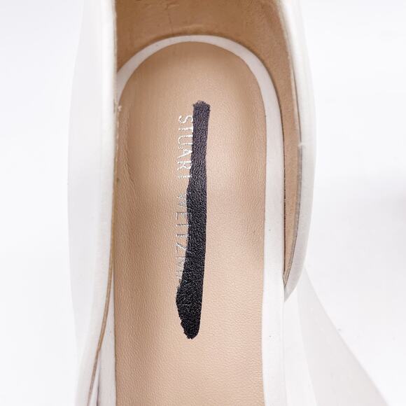 Stuart Weiztman White Leather Feminine Cutout Wedding Dress High Heels Size 7.5 - Picture 9 of 12